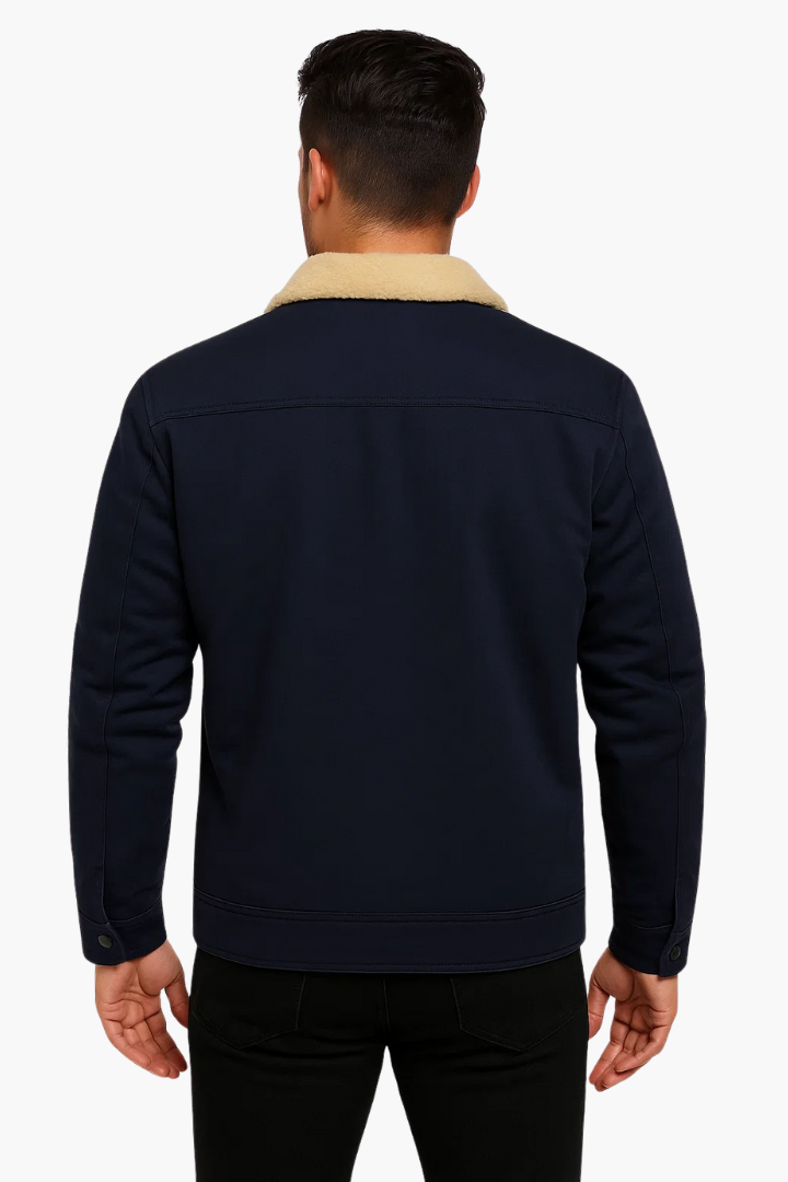 Nordvale™ | Men’s Sherpa-Lined Trucker Jacket in Navy