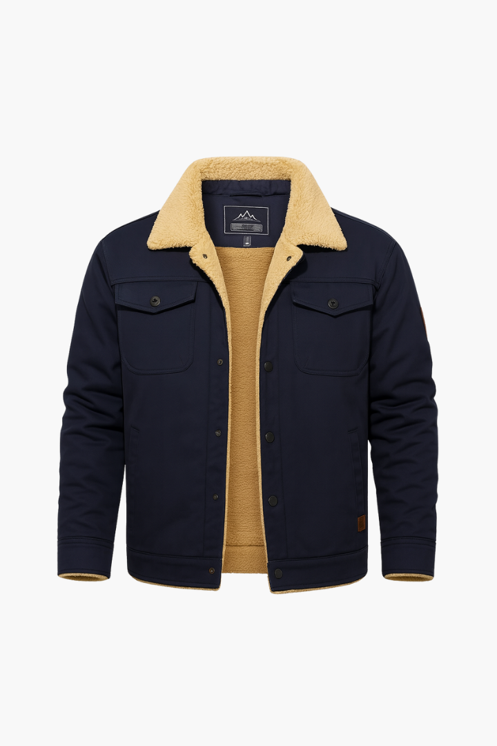 Nordvale™ | Men’s Sherpa-Lined Trucker Jacket in Navy