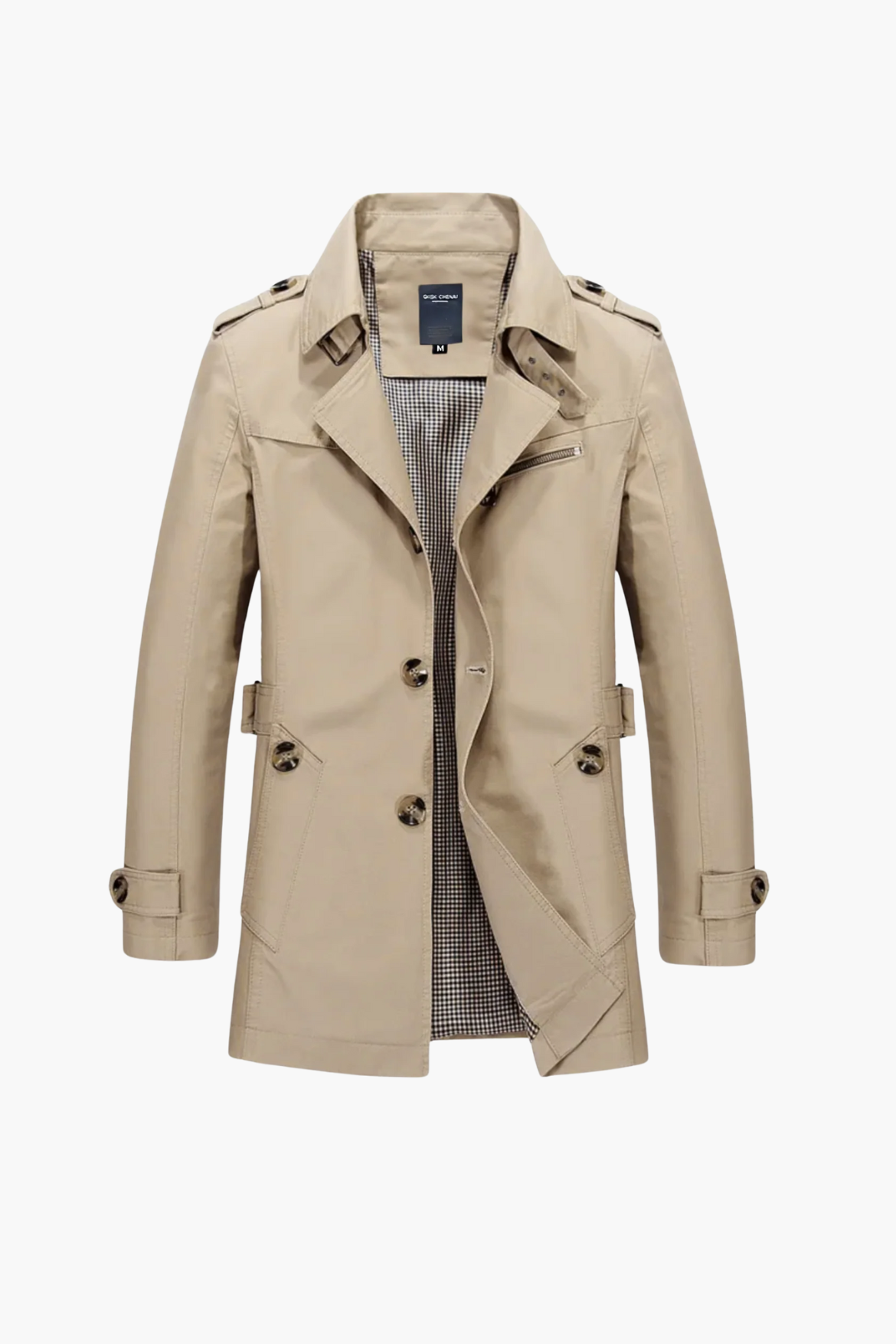 Halverson™ | Men’s Classic Trench Coat in Beige – Water-Repellent & Tailored Fit