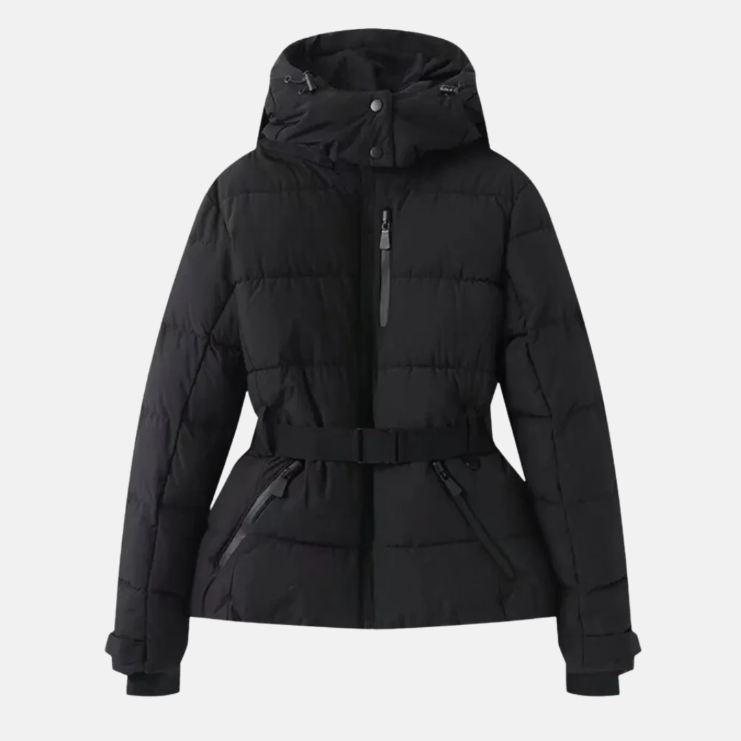 Alpineva™ | Women’s Belted Puffer Ski Jacket – Waterproof & Insulated