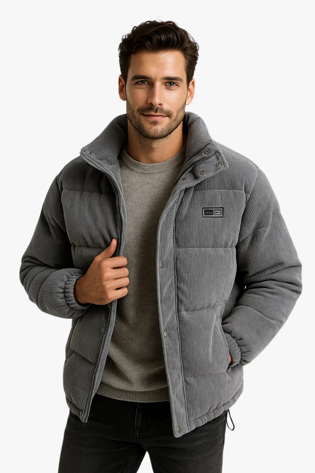 Montclair™ | Men’s Corduroy Puffer Jacket in Gray