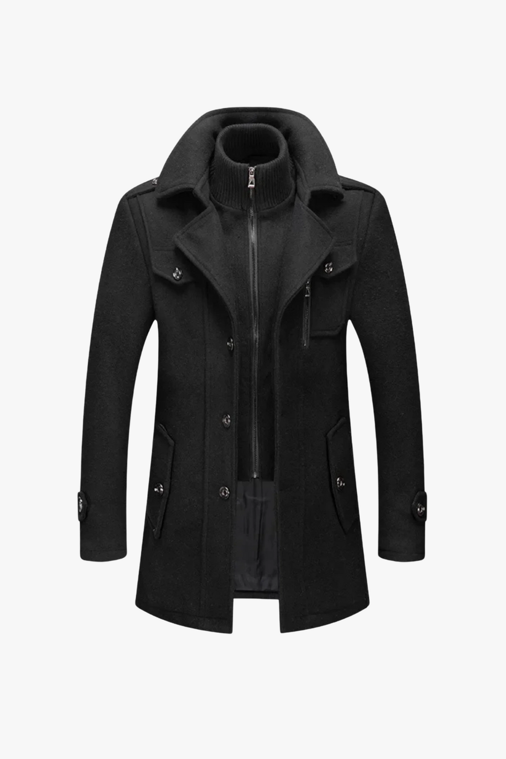 Ravenshire™ | Men’s Wool-Cashmere Overcoat in Black