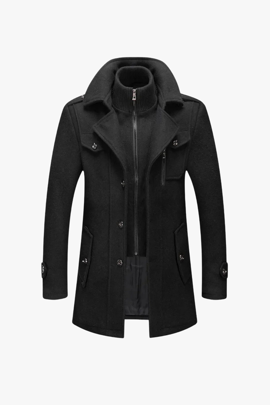 Ravenshire™ | Men’s Wool-Cashmere Overcoat in Black