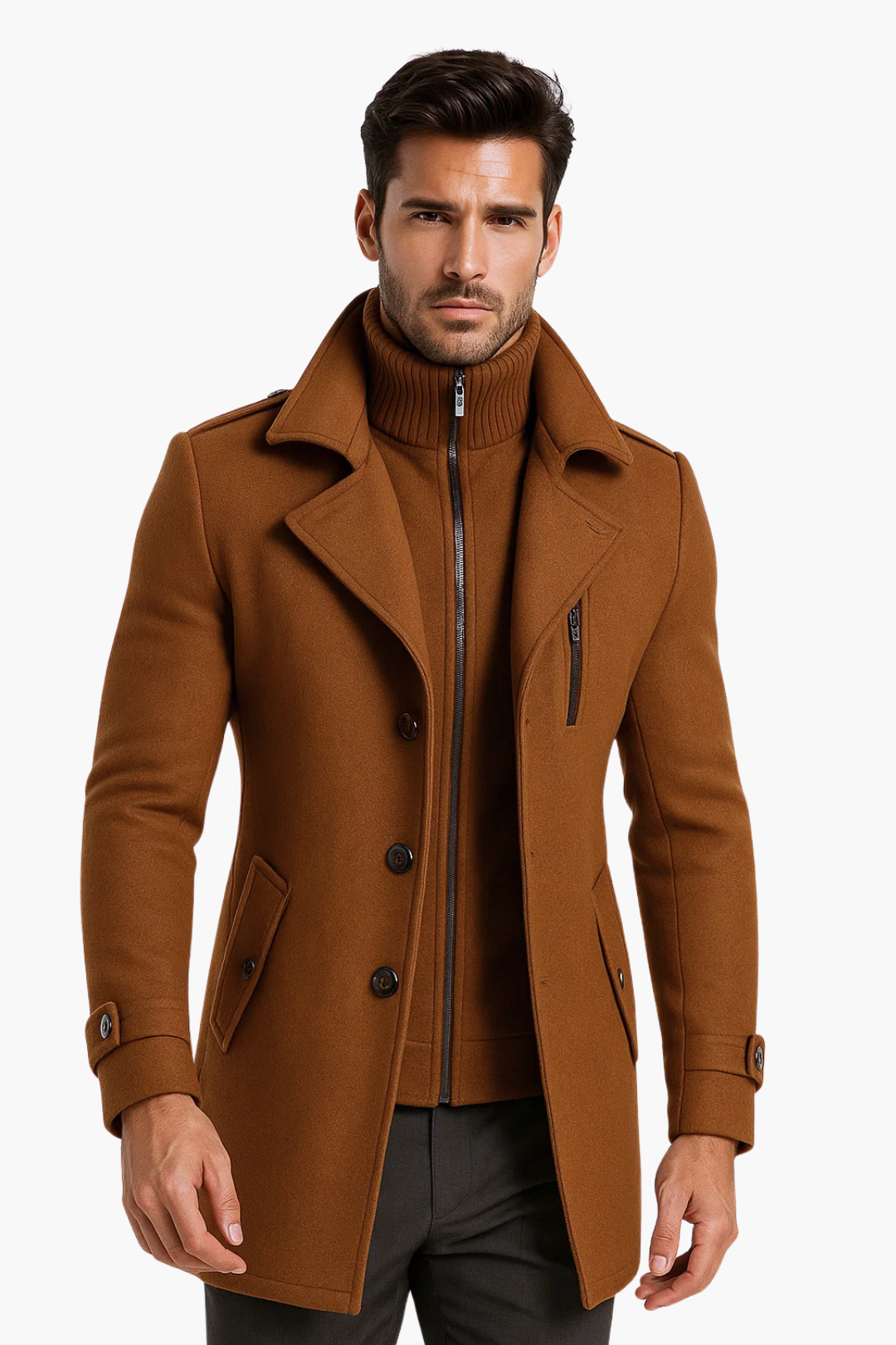 Ravenshire™ | Men’s Wool-Cashmere Overcoat in Brown